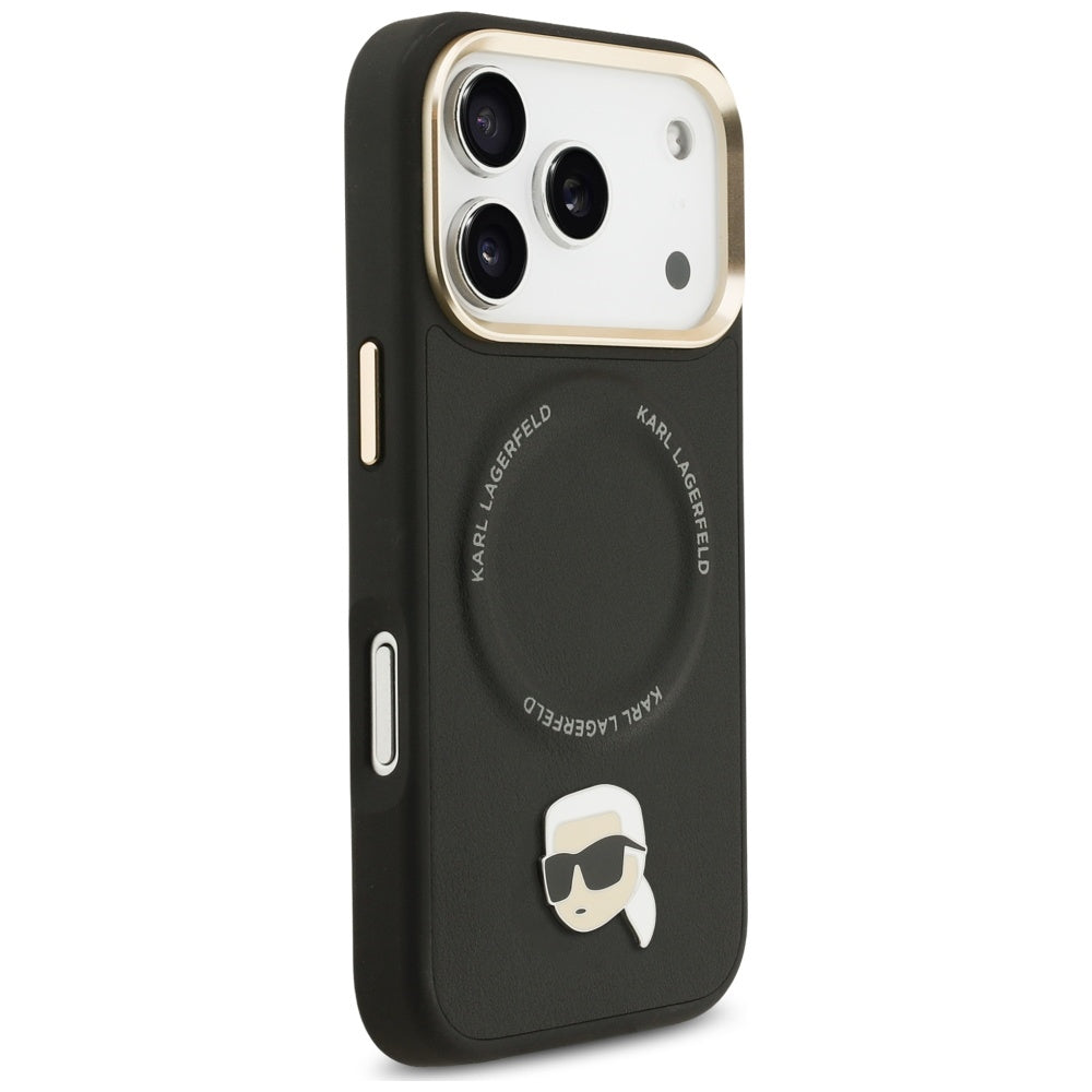 MagSafe hoes voor Apple iPhone 17 Pro Max, Karl Lagerfeld, Big Strap Karl Metal Logo, Zwart