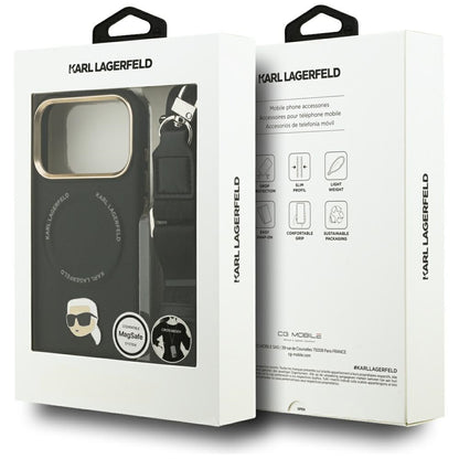 MagSafe hoes voor Apple iPhone 17 Pro Max, Karl Lagerfeld, Big Strap Karl Metal Logo, Zwart
