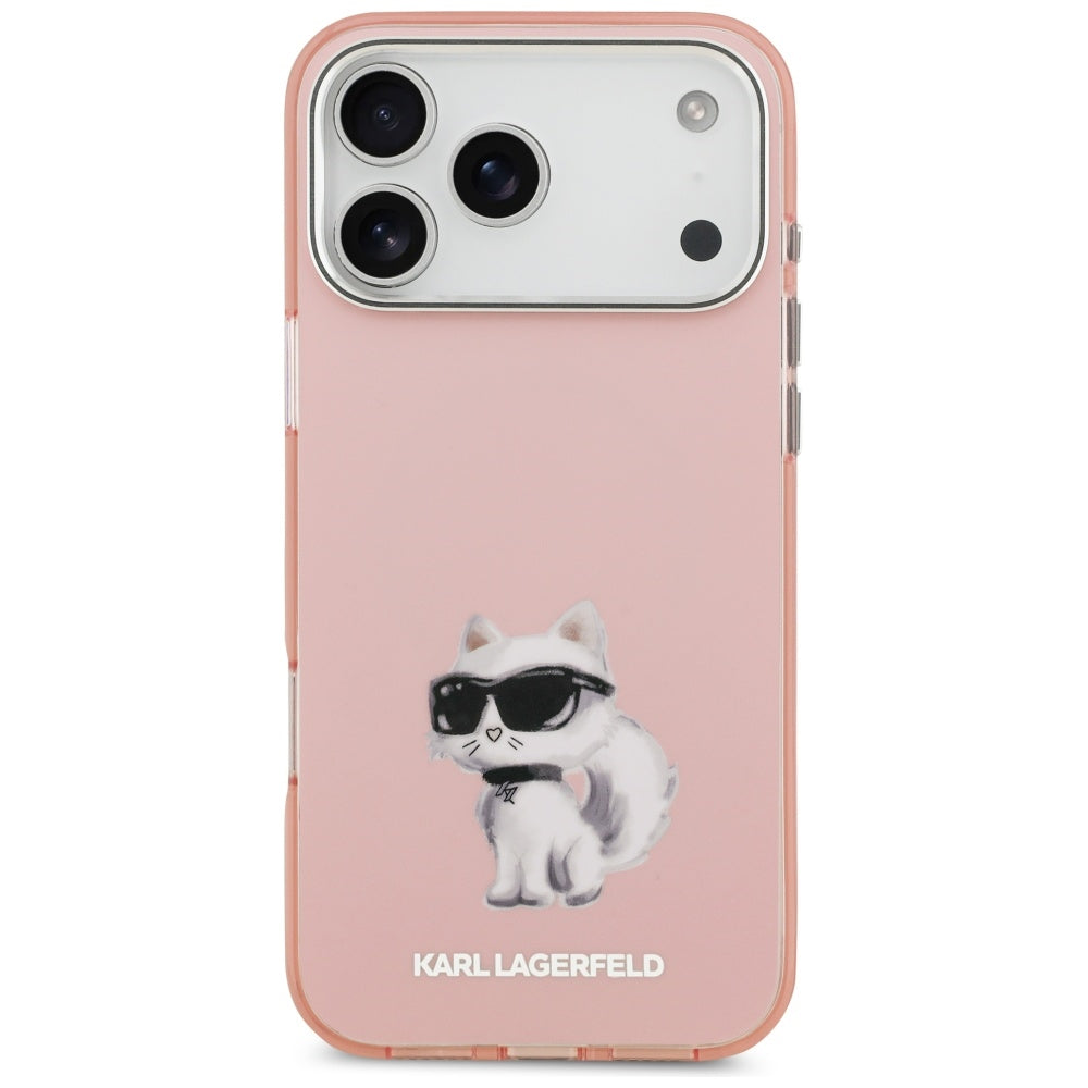 MagSafe hoesje voor Apple iPhone 17 Pro Max, Karl Lagerfeld, IML Aquarelle Logo Choupette, Roze