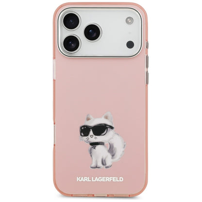 MagSafe hoesje voor Apple iPhone 17 Pro Max, Karl Lagerfeld, IML Aquarelle Logo Choupette, Roze