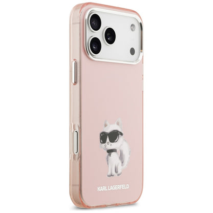 MagSafe hoesje voor Apple iPhone 17 Pro Max, Karl Lagerfeld, IML Aquarelle Logo Choupette, Roze