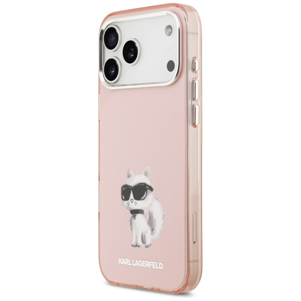 MagSafe hoesje voor Apple iPhone 17 Pro Max, Karl Lagerfeld, IML Aquarelle Logo Choupette, Roze