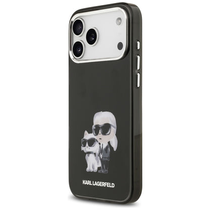 MagSafe hoesje voor Apple iPhone 17 Pro Max, Karl Lagerfeld, IML Aquarelle Logo Karl & Choupette, Zwart