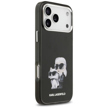 MagSafe hoesje voor Apple iPhone 17 Pro Max, Karl Lagerfeld, IML Aquarelle Logo Karl & Choupette, Zwart