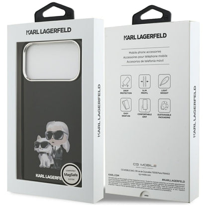 MagSafe hoesje voor Apple iPhone 17 Pro Max, Karl Lagerfeld, IML Aquarelle Logo Karl & Choupette, Zwart