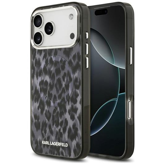 MagSafe hoes voor Apple iPhone 17 Pro Max, Karl Lagerfeld, IML Leopard Pattern, Zwart