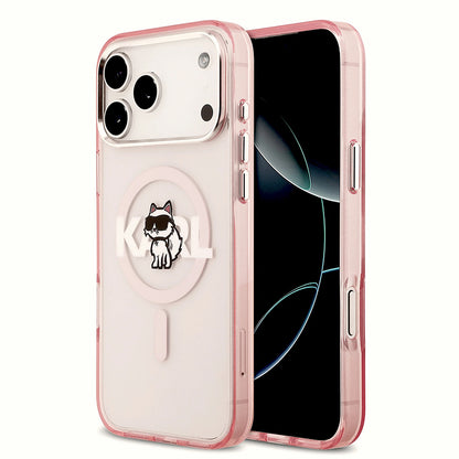 MagSafe hoesje voor Apple iPhone 17 Pro Max, Karl Lagerfeld, IML Sketch Logo Choupette, Roze