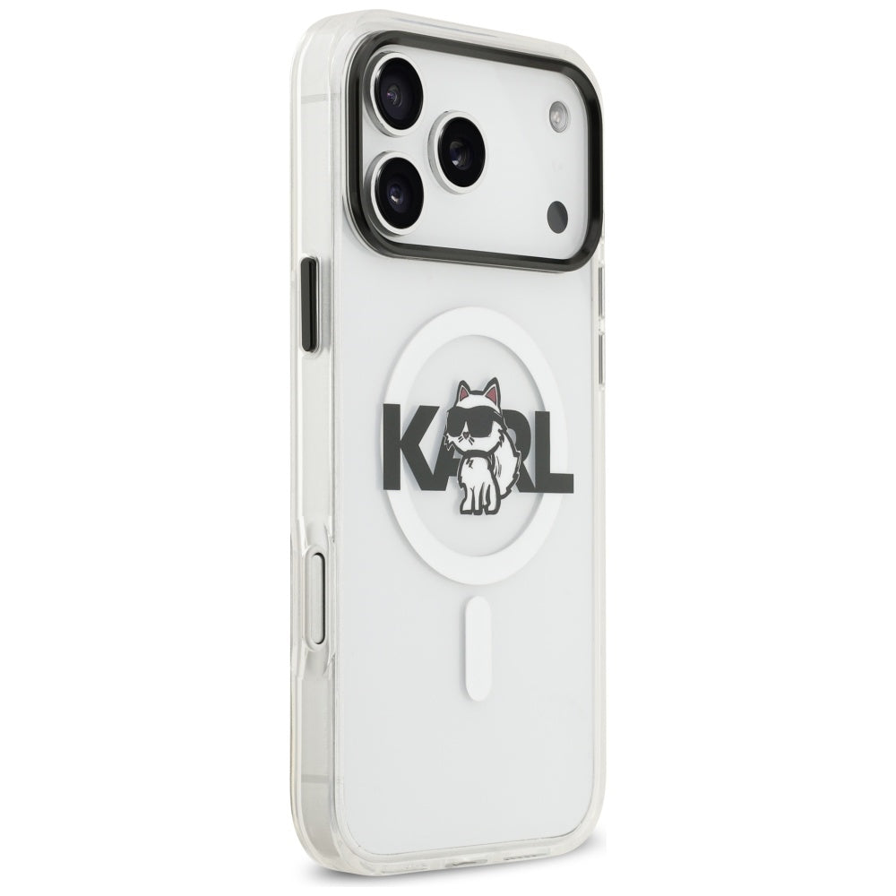MagSafe hoesje voor Apple iPhone 17 Pro Max, Karl Lagerfeld, IML Sketch Logo Choupette, Transparant