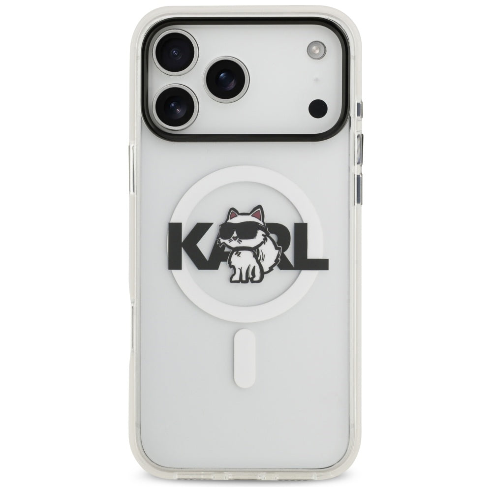 MagSafe hoesje voor Apple iPhone 17 Pro Max, Karl Lagerfeld, IML Sketch Logo Choupette, Transparant