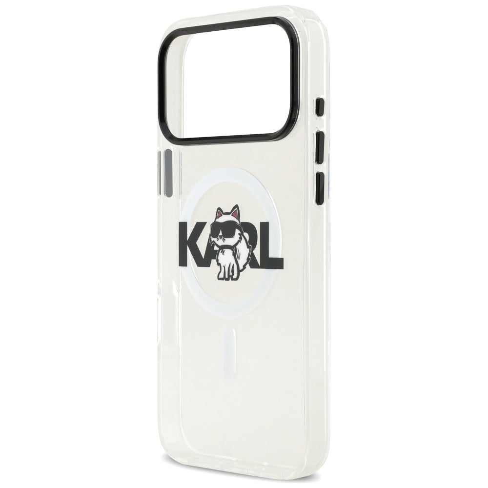 MagSafe hoesje voor Apple iPhone 17 Pro Max, Karl Lagerfeld, IML Sketch Logo Choupette, Transparant