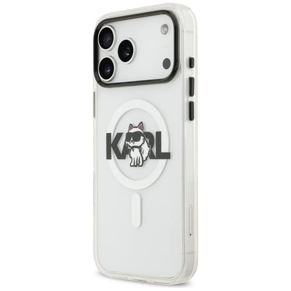 MagSafe hoesje voor Apple iPhone 17 Pro Max, Karl Lagerfeld, IML Sketch Logo Choupette, Transparant