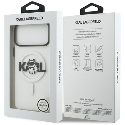 MagSafe hoesje voor Apple iPhone 17 Pro Max, Karl Lagerfeld, IML Sketch Logo Choupette, Transparant