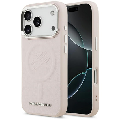 MagSafe hoesje voor Apple iPhone 17 Pro Max, Karl Lagerfeld, Initial & Metal Logo, Roze