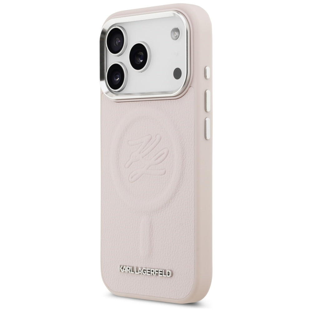 MagSafe hoesje voor Apple iPhone 17 Pro Max, Karl Lagerfeld, Initial & Metal Logo, Roze