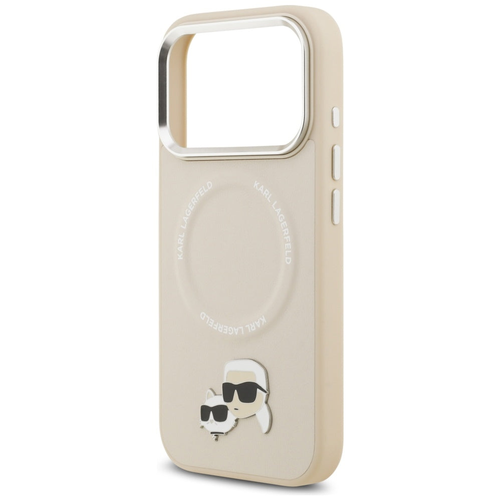MagSafe hoes voor Apple iPhone 17 Pro Max, Karl Lagerfeld, Karl & Choupette Pins, Beige