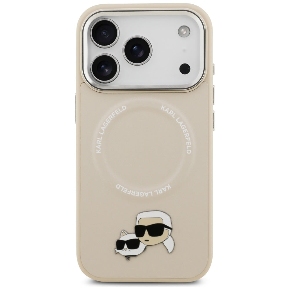 MagSafe hoes voor Apple iPhone 17 Pro Max, Karl Lagerfeld, Karl & Choupette Pins, Beige