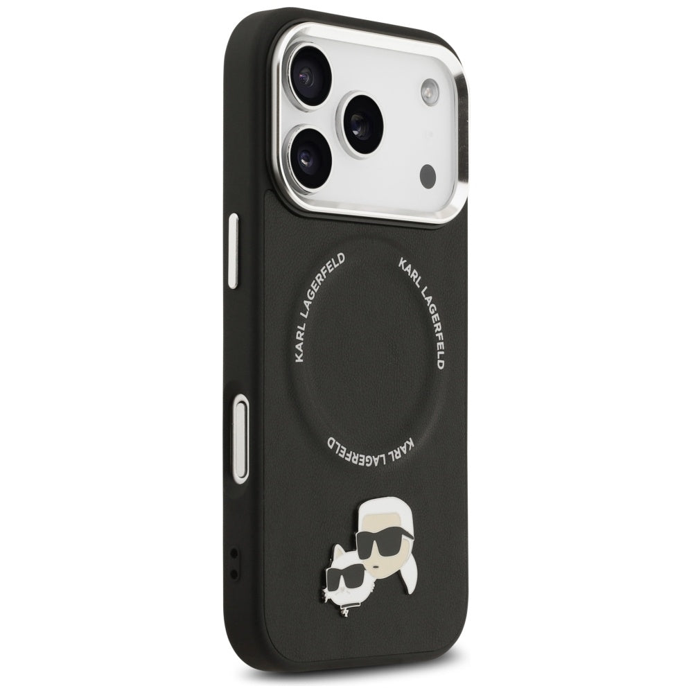 MagSafe hoes voor Apple iPhone 17 Pro Max, Karl Lagerfeld, Karl & Choupette Pins, Zwart