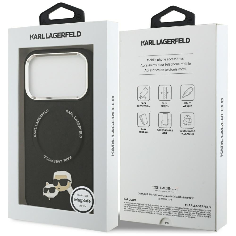 MagSafe hoes voor Apple iPhone 17 Pro Max, Karl Lagerfeld, Karl & Choupette Pins, Zwart