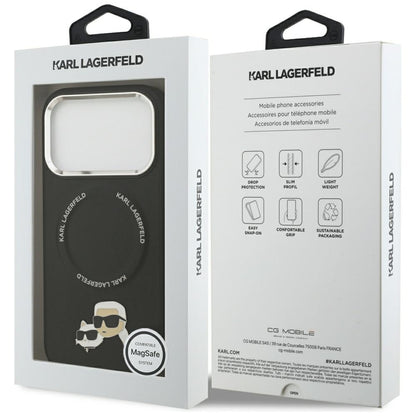 MagSafe hoes voor Apple iPhone 17 Pro Max, Karl Lagerfeld, Karl & Choupette Pins, Zwart