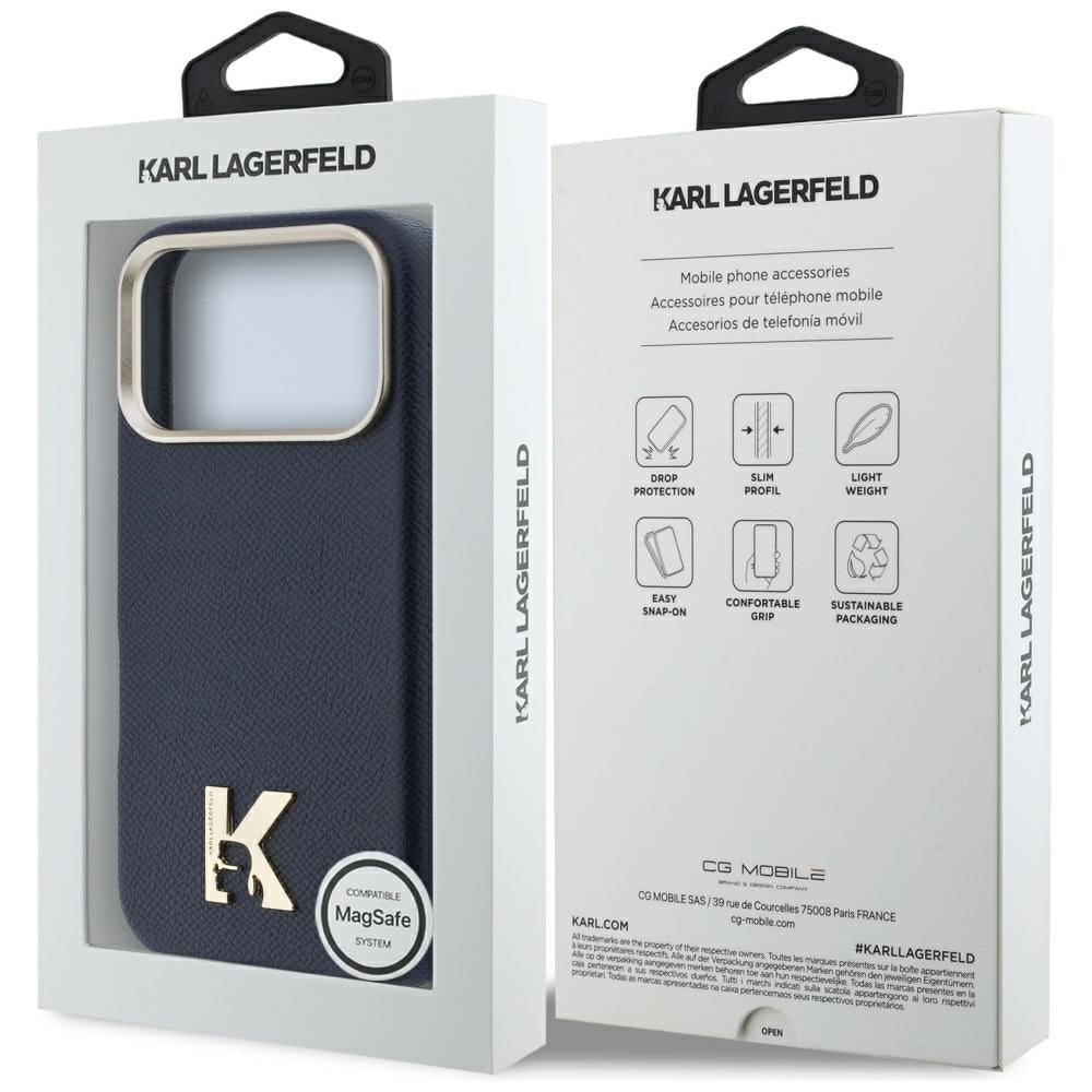 MagSafe Case for Apple iPhone 17 Pro Max, Karl Lagerfeld, Karl Head Logo, Blue
