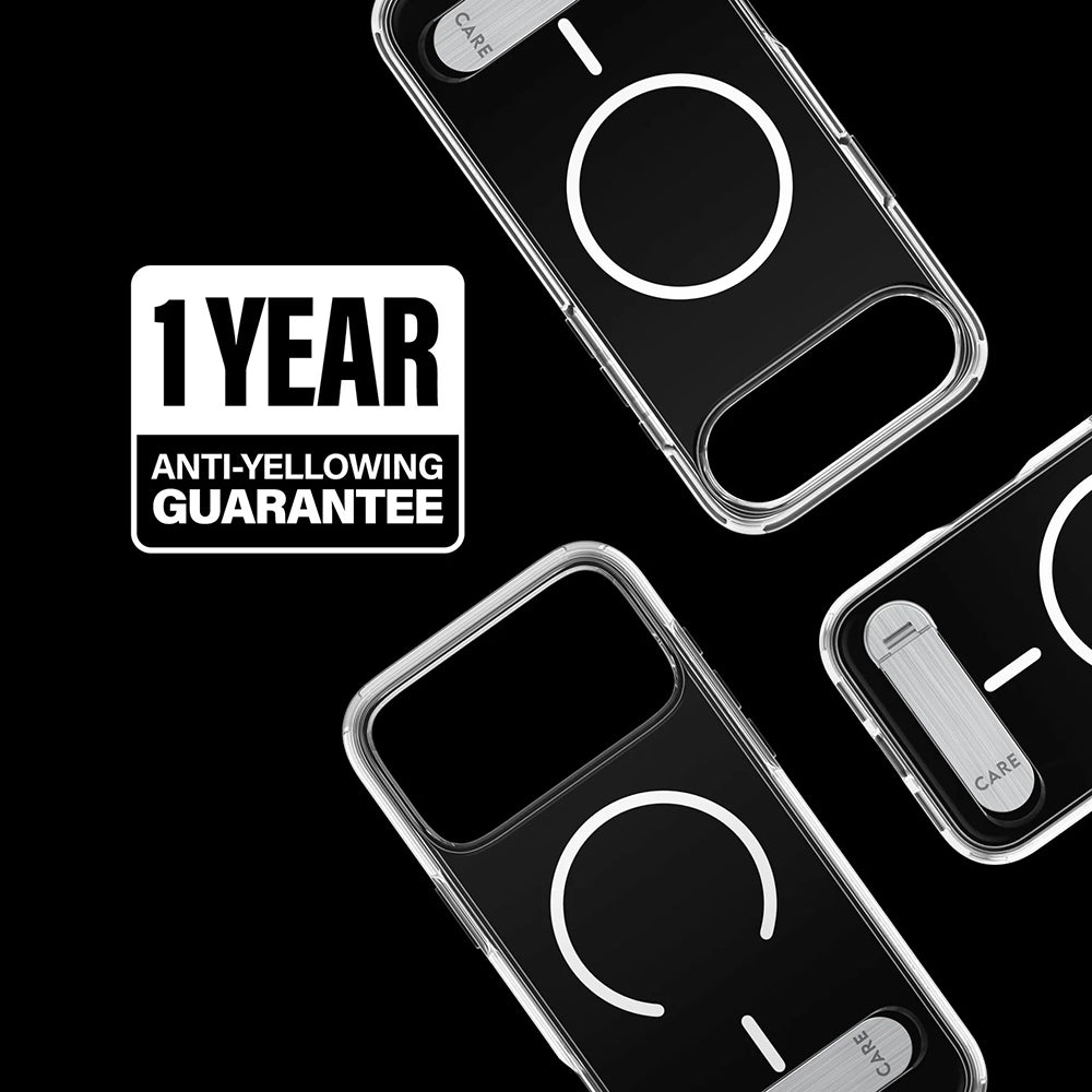 MagSafe Case for Apple iPhone 17 Pro Max, PanzerGlass, Care Feature Kickstand, White Transparent