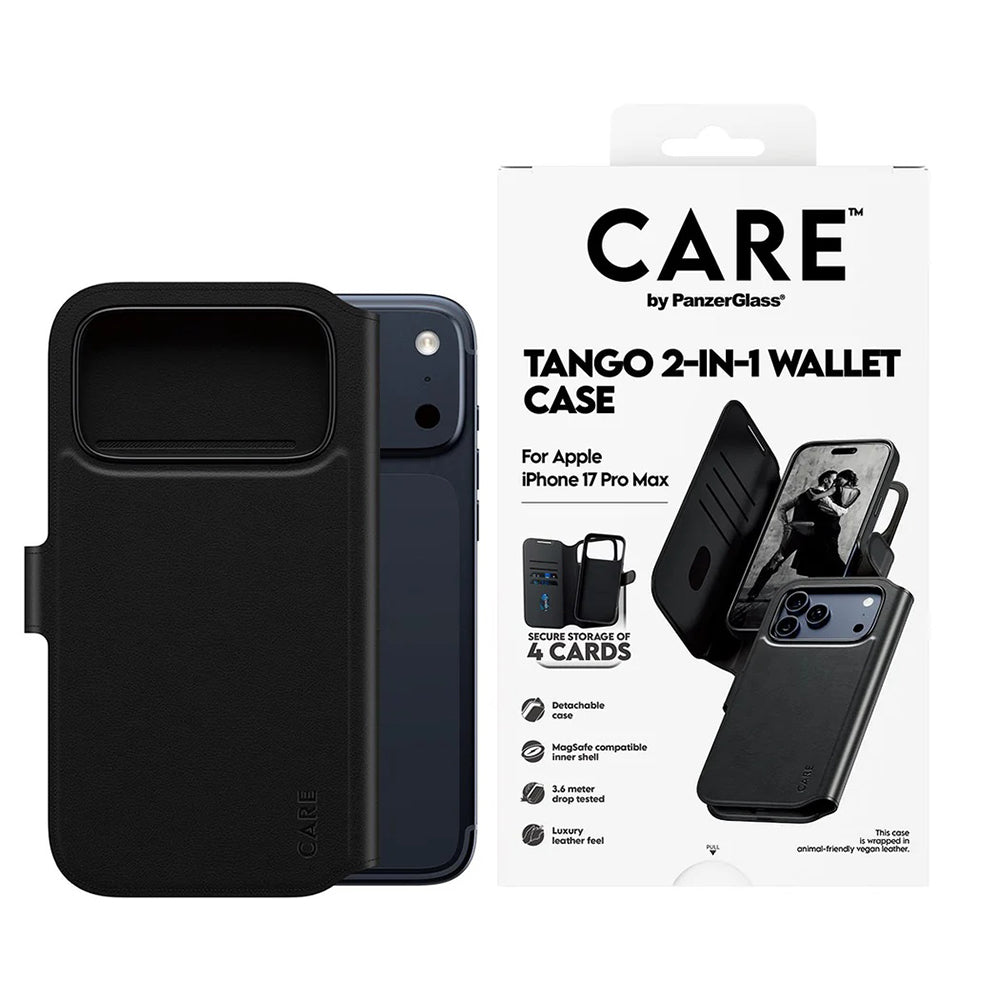 MagSafe hoes voor Apple iPhone 17 Pro Max, PanzerGlass, Care Feature Tango Two-in-One, Zwart