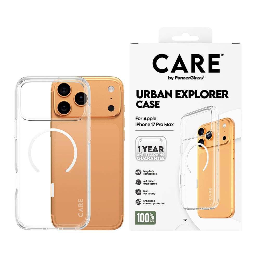 MagSafe hoes voor Apple iPhone 17 Pro Max, PanzerGlass, Care Urban Explorer, Transparant Wit