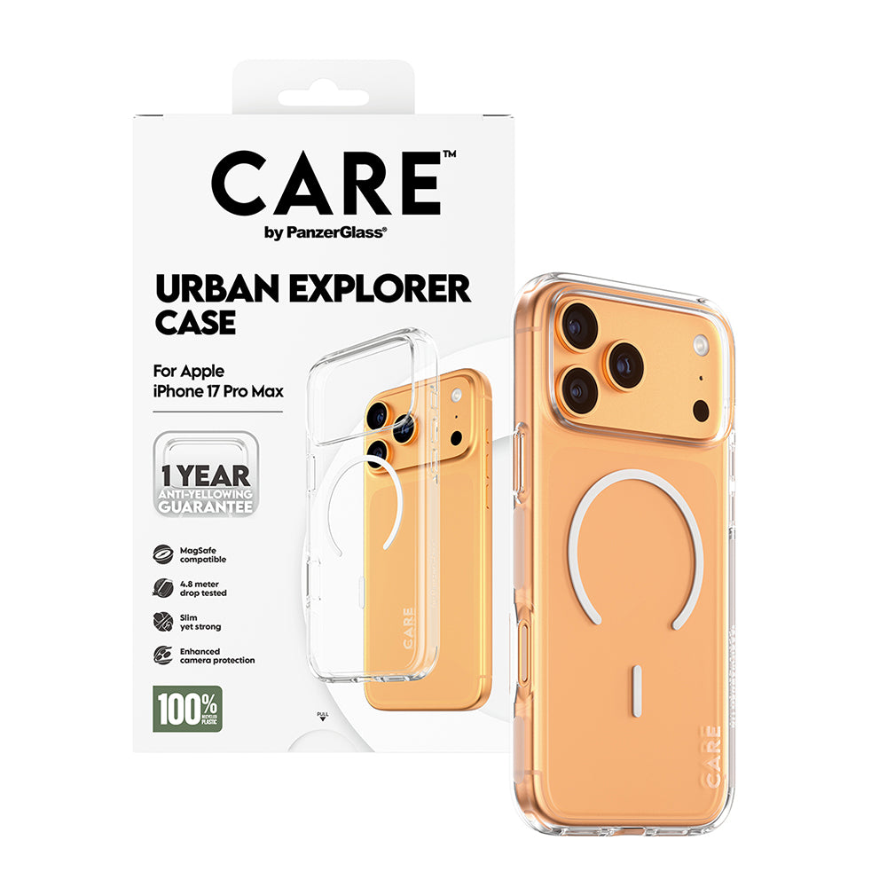 MagSafe hoes voor Apple iPhone 17 Pro Max, PanzerGlass, Care Urban Explorer, Transparant Wit