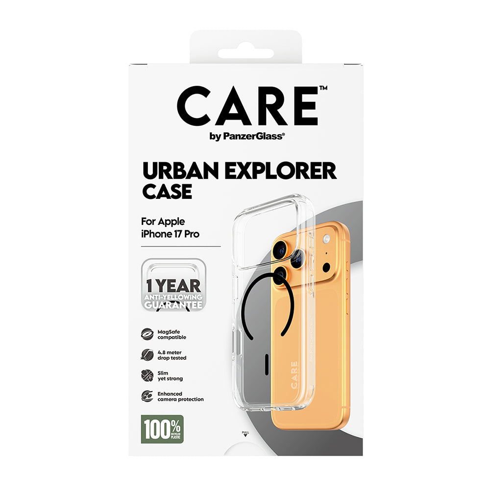 MagSafe hoesje voor Apple iPhone 17 Pro Max, PanzerGlass, Care Urban Explorer, Transparant Zwart