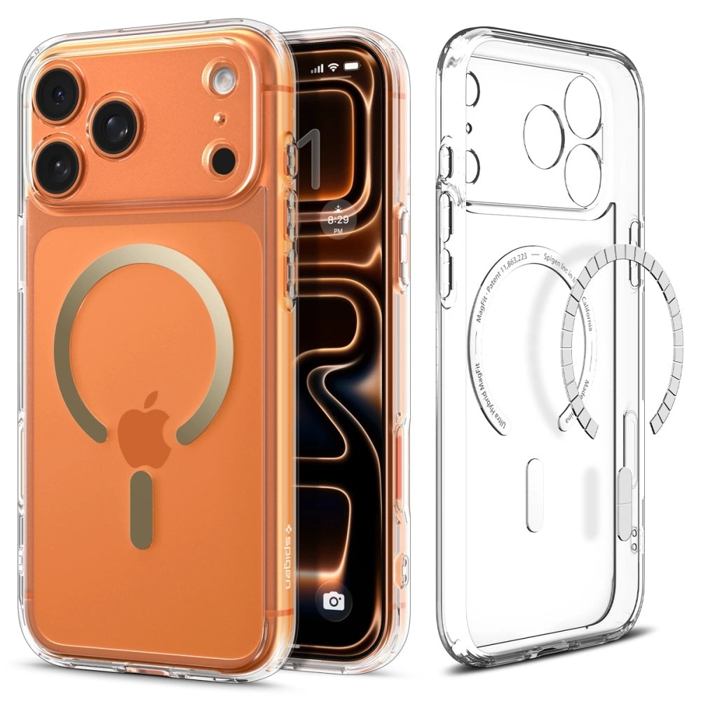 MagSafe hoesje voor Apple iPhone 17 Pro Max, Spigen, Ultra Hybrid, Transparant Goud