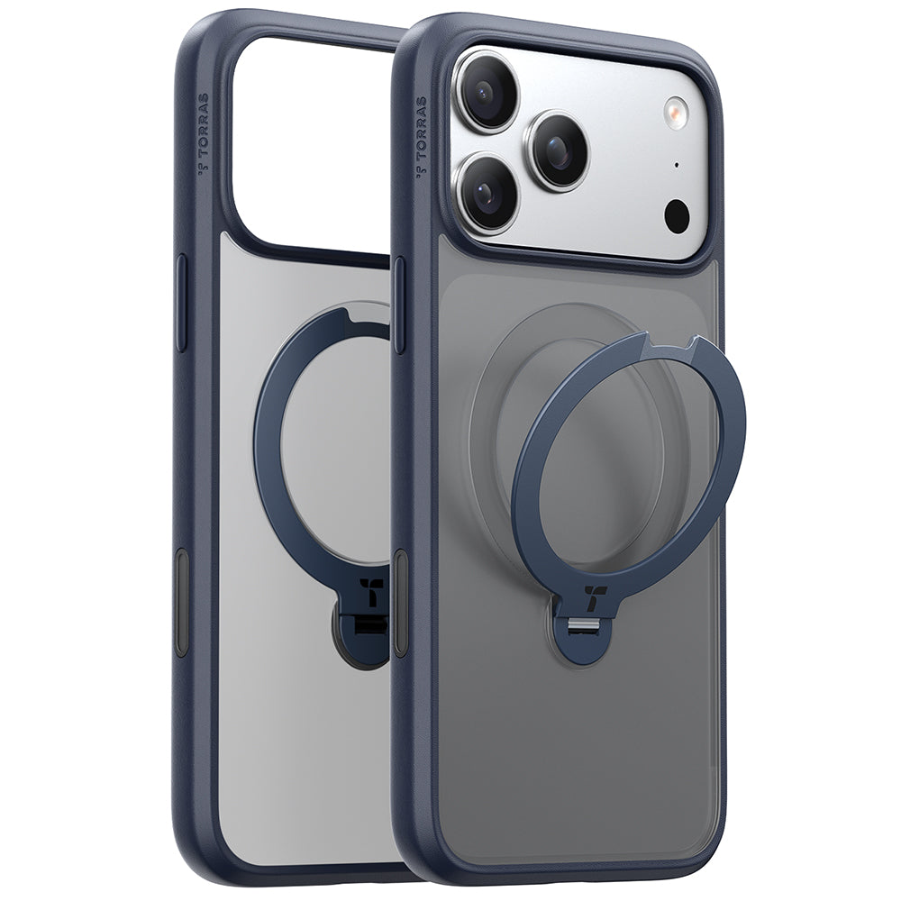 MagSafe hoesje voor Apple iPhone 17 Pro Max, Torras, Ostand Spin, Blauw