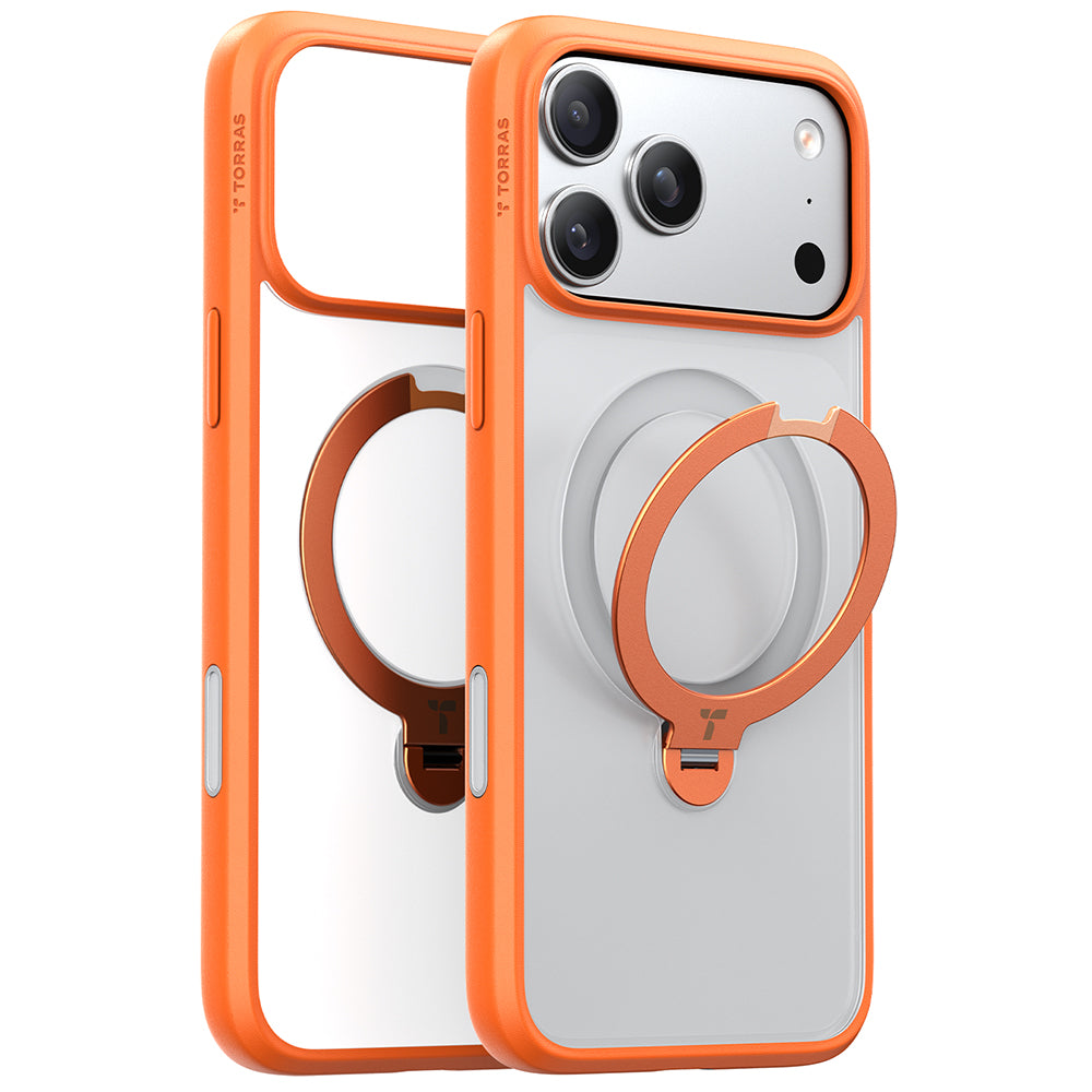 MagSafe hoesje voor Apple iPhone 17 Pro Max, Torras, Ostand Spin, Oranje