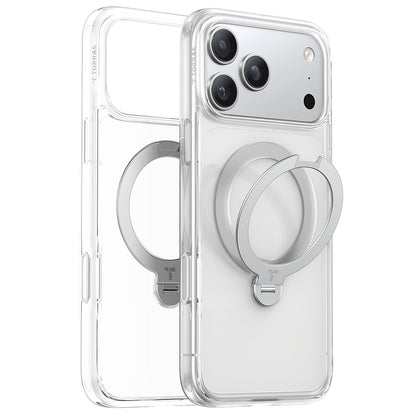 MagSafe hoesje voor Apple iPhone 17 Pro Max, Torras, Ostand Spin, Transparant