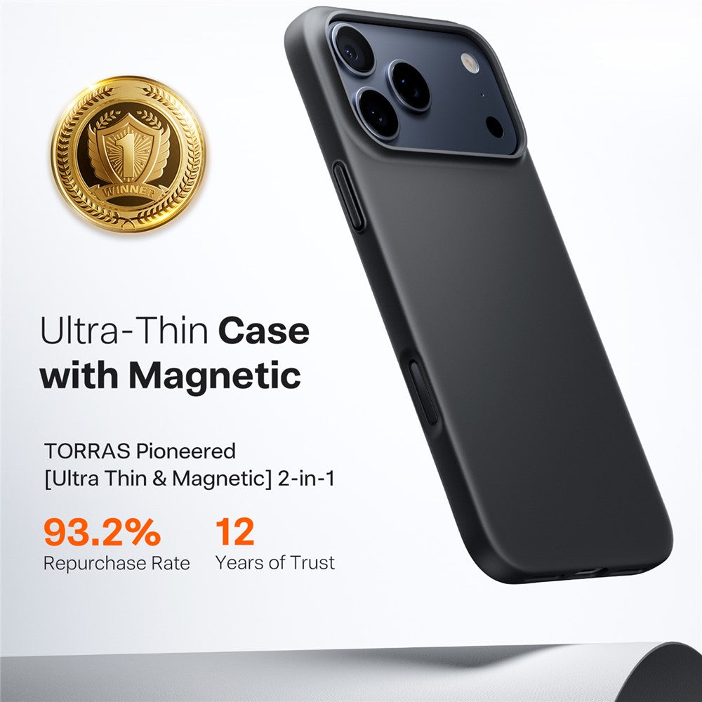 MagSafe hoes voor Apple iPhone 17 Pro Max, Torras, SlimFit, Zwart