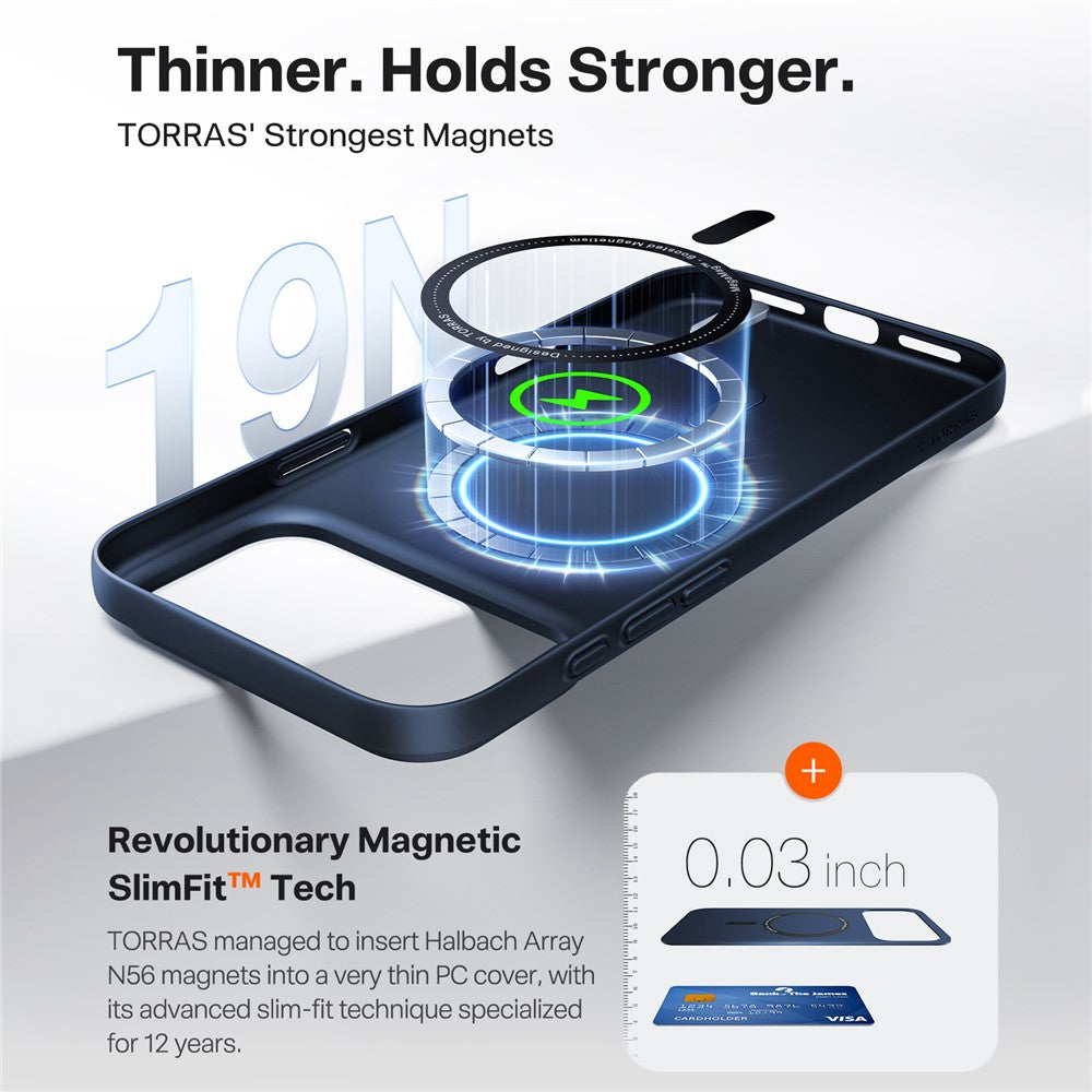 MagSafe hoes voor Apple iPhone 17 Pro Max, Torras, SlimFit, Transparant