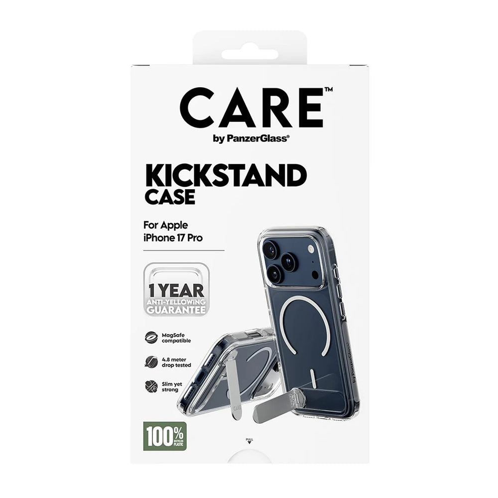 MagSafe hoesje voor Apple iPhone 17 Pro, PanzerGlass, met Kickstand, Transparant