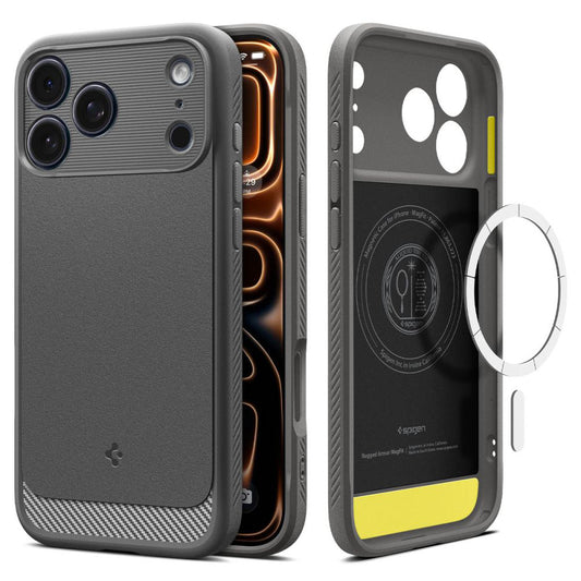 MagSafe hoesje voor Apple iPhone 17 Pro, Spigen, Rugged Armor, Gri