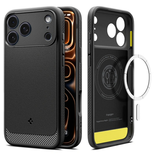 MagSafe hoes voor Apple iPhone 17 Pro, Spigen, Rugged Armor, Matzwart