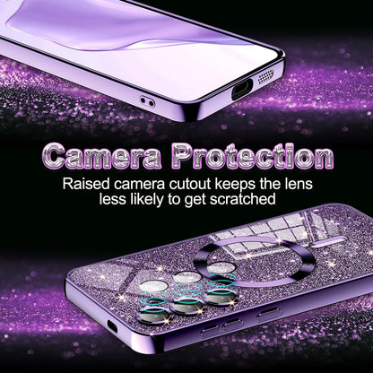 MagSafe hoesje voor Apple iPhone 17 Pro, Techsuit, Luxury Glitter, Donkerpaars