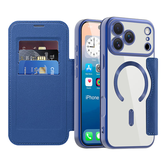 MagSafe hoes voor Apple iPhone 17 Pro, Techsuit, SmartMag Book, Blauw