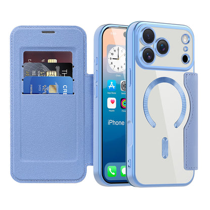 MagSafe hoes voor Apple iPhone 17 Pro, Techsuit, SmartMag Book, Blauw