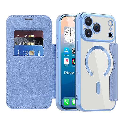 MagSafe hoes voor Apple iPhone 17 Pro, Techsuit, SmartMag Book, Blauw