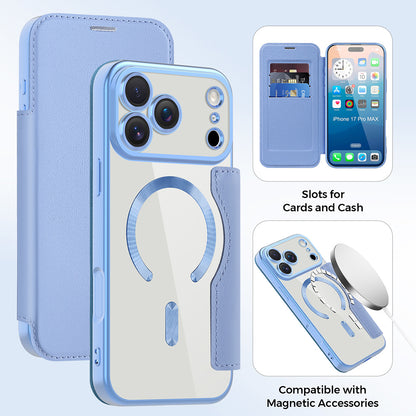 MagSafe hoes voor Apple iPhone 17 Pro, Techsuit, SmartMag Book, Blauw
