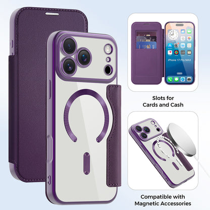 MagSafe hoes voor Apple iPhone 17 Pro, Techsuit, SmartMag Book, Paars
