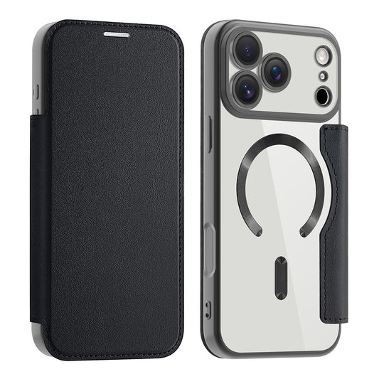 MagSafe hoes voor Apple iPhone 17 Pro, Techsuit, SmartMag Book, Zwart