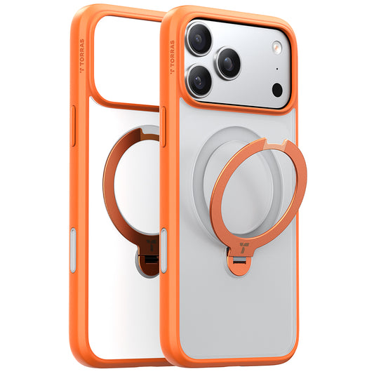 MagSafe hoes voor Apple iPhone 17 Pro, Torras, Ostand Spin, Oranje