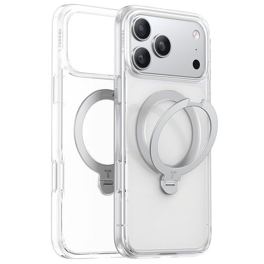 MagSafe hoesje voor Apple iPhone 17 Pro, Torras, Ostand Spin, Transparant
