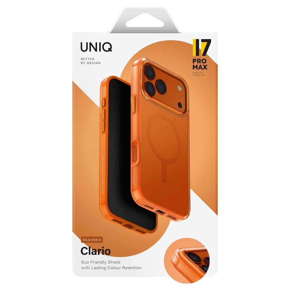 MagSafe hoesje voor Apple iPhone 17 Pro, UNIQ, Clario MagClick, Oranje