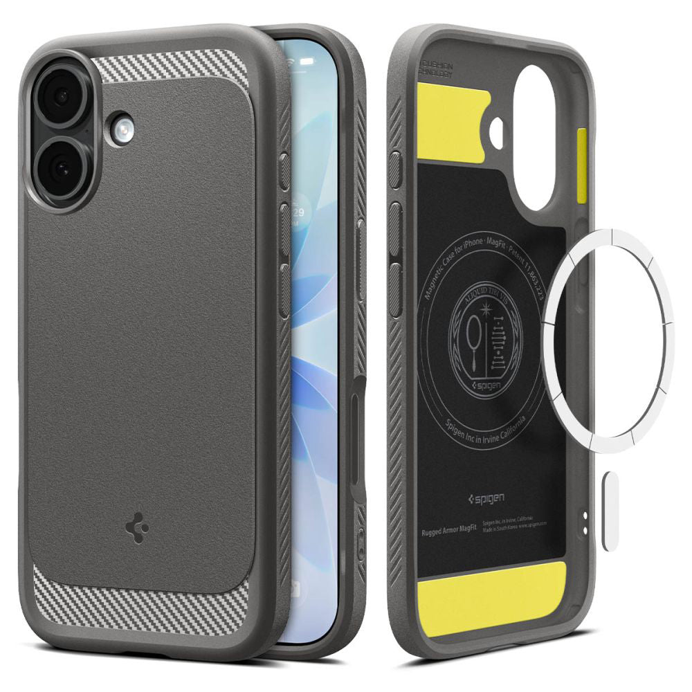 MagSafe hoesje voor Apple iPhone 17, Spigen, Rugged Armor, Gri