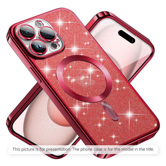 MagSafe hoesje voor Apple iPhone 17, Techsuit, Luxury Glitter, Rood